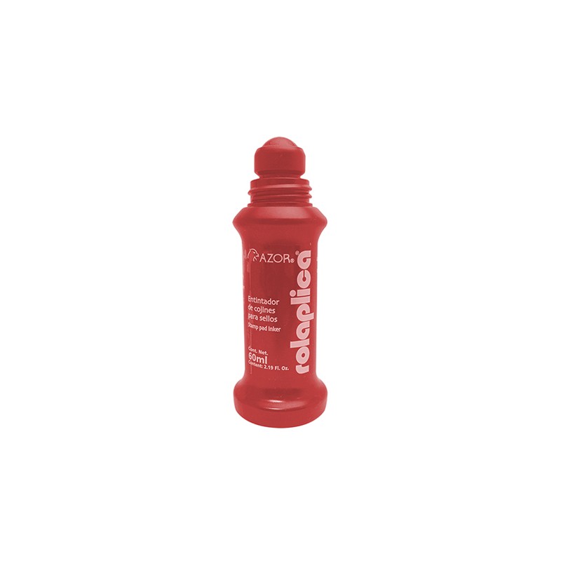 TINTA PARA SELLOS CON CANICA ROLAPLICA AZOR ROJO 60 ML.