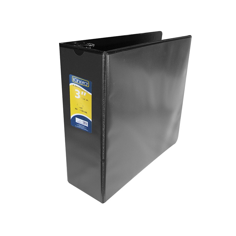 CARPETA DE ARGOLLAS CON VENTANA ARILLO ""O"" KINERA 9301NE CARTA NEGRA 3 PULGADAS