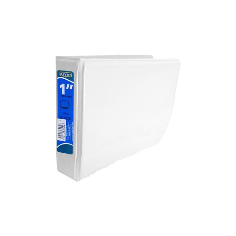 CARPETA DE ARGOLLAS CON VENTANA ARILLO ""O"" KINERA 9121 OFICIO BLANCA 1 PULGADA