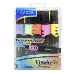 MARCATEXTOS AZOR VISION PLUS 2625P COLORES PASTEL ESTUCHE CON 5