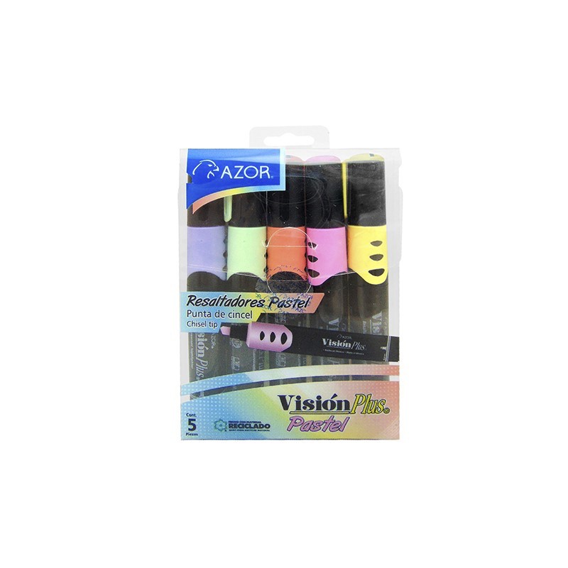 MARCATEXTOS AZOR VISION PLUS 2625P COLORES PASTEL ESTUCHE CON 5