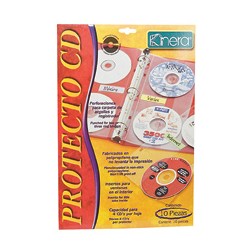 PROTECTOR DE CD O DVD KINERA 374 (MICA PARA 4 DISCOS) PAQUETE CON 10