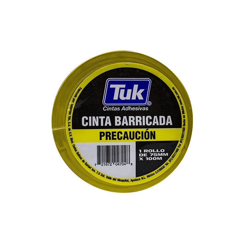 CINTA BARRICADA TUK MODELO 520 AMARILLA PRECAUCION 75X100
