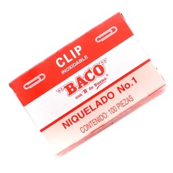 CLIP BACO REDONDO NIQUELADO # 1 CAJA CON 100