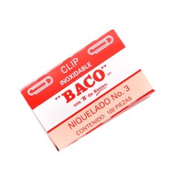 CLIP BACO REDONDO NIQUELADO # 3 CAJA CON 100