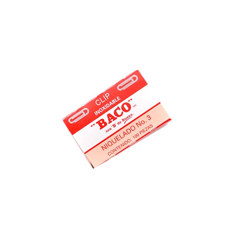 CLIP BACO REDONDO NIQUELADO # 3 CAJA CON 100