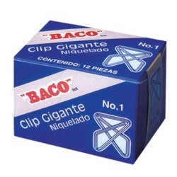 CLIP BACO GIGANTE NIQUELADO # 1 CAJA CON 12