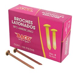 BROCHE LATONADO AMERICANO BACO BA-8 76 MM. CAJA CON 100