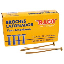 BROCHE LATONADO AMERICANO BACO BA-9  102 MM. CAJA CON 100