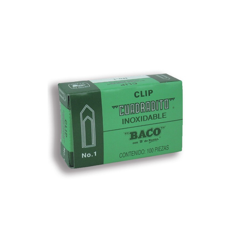 CLIP BACO CUADRADO #1 NIQUELADO CAJA CON 100
