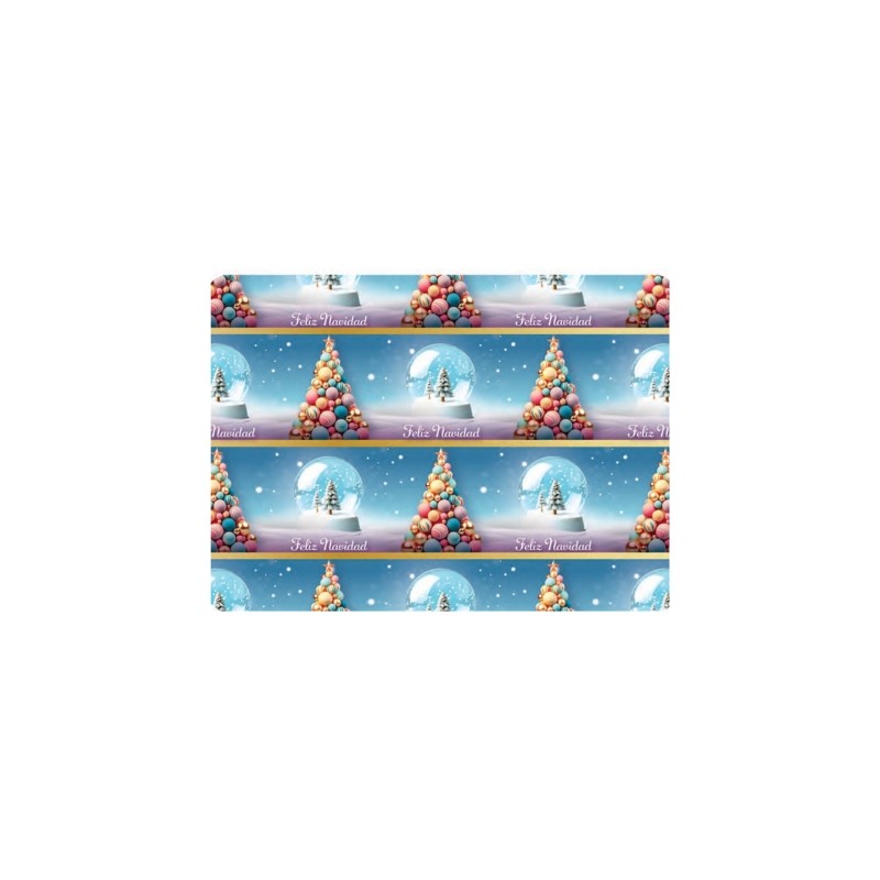 PAPEL NAVID COUCHE DIPAK 57X87 ESFERAS FELIZ NAVIDAD PAQUETE CON 25