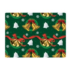 PAPEL NAVID COUCHE DIPAK 57X87 PAR DE CAMPANAS PAQUETE CON 25