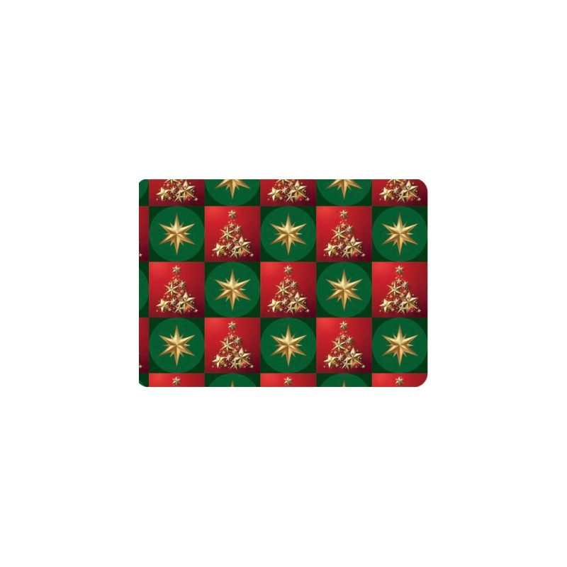 PAPEL NAVID COUCHE DIPAK 57X87 ESTRELLAS DORADAS PAQUETE CON 25