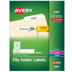 ETIQUETA LASER AVERY 5366 PARA FOLDER BLANCA PAQUETE CON 1,500