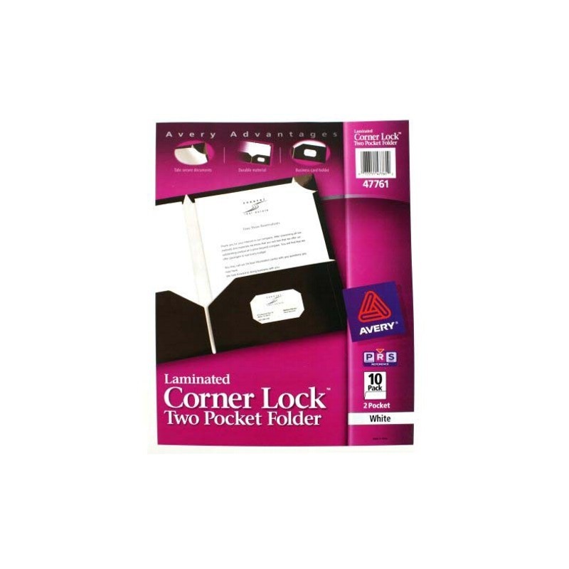 FOLDER LAMINADO BRILLANTE CON SOLAPA AVERY 47761 BLANCO PAQUETE CON 10
