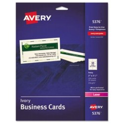 TARJETA DE PRESENTACION IMPRIMIBLE EN LASER AVERY 5376 MARFIL PAQUETE CON 250