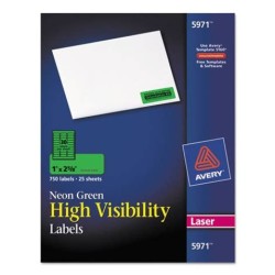 ETIQUETA LASER AVERY 5971 VERDE NEON 1X2 5/8 PULGADAS PAQUETE CON 750
