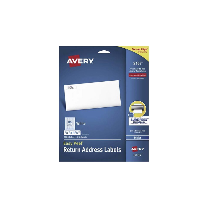 ETIQUETA INKJET AVERY 8167 PARA DIRECCIONES 1.3X4.5 CMS. PAQUETE CON 2000