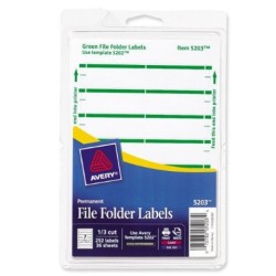 ETIQUETA LASER/INKJET AVERY 5203 PARA FOLDER VERDE PAQUETE CON 203