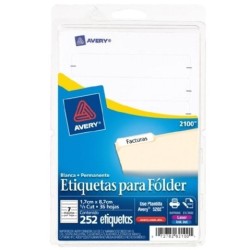 ETIQUETA LASER/INKJET AVERY 2100 PARA FOLDER BLANCA PAQUETE CON 252