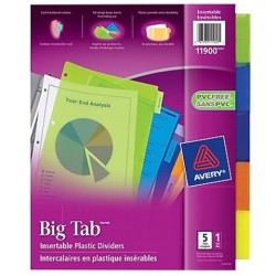 SEPARADOR AVERY 11900 PLASTICO 5 DIVISIONES EN COLOR