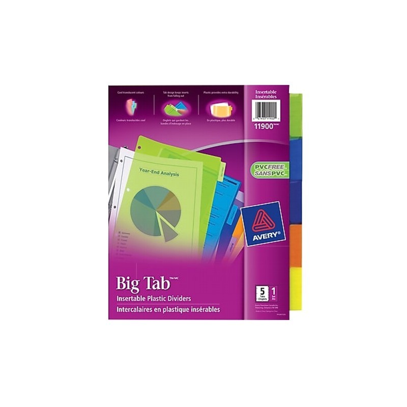 SEPARADOR AVERY 11900 PLASTICO 5 DIVISIONES EN COLOR