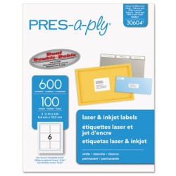 ETIQUETA LASER PRESSAPPLY AVERY 30604 8.5X10.2 CMS. PAQUETE CON 600