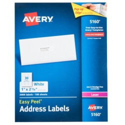 ETIQUETA LASER AVERY 5267 PARA DIRECCIONES 1.27X4.4 CMS. PAQUETE CON 2,000