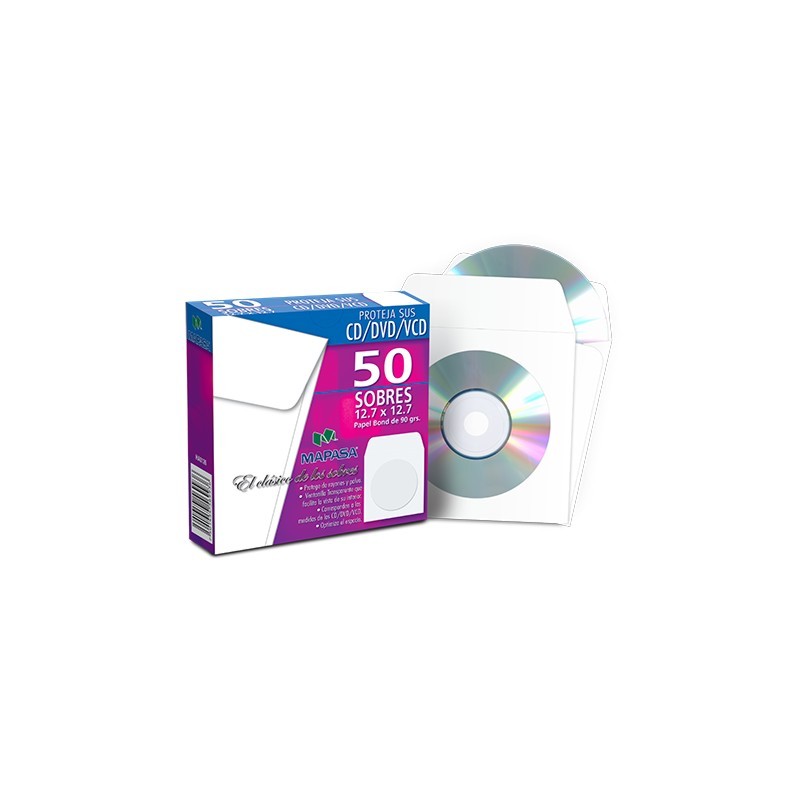 SOBRE BLANCO MAPASA STARENV HA0126 PARA CD PAQUETE CON 50