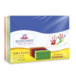 SOBRE SOCIAL ARCOIRIS EUROCOLORS UA0063 90 GRS. 10.5 X 8 CMS. PAQUETE CON 50