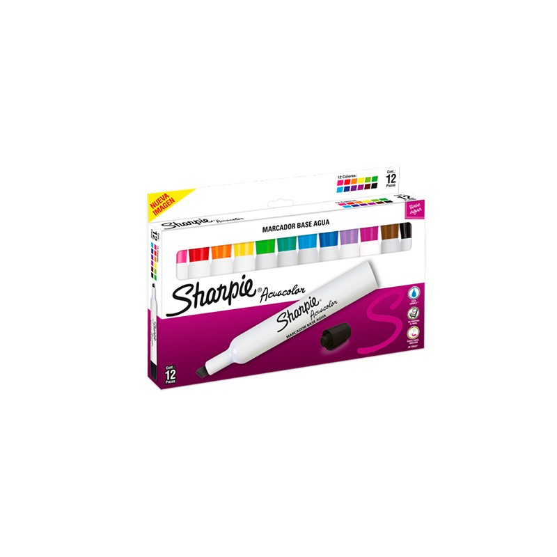 MARCADOR LAVABLE PAPERMATE ACUACOLOR  ESTUCHE CON 12