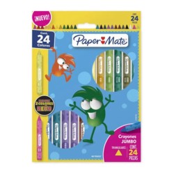 CRAYONES PAPERMATE TRIANGULAR EXTRAGRUESO CAJA CON 24