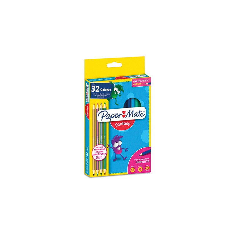 COLORES PAPERMATE FANTASY  CAJA CON 28 +4 COLORES DOBLE COLOR