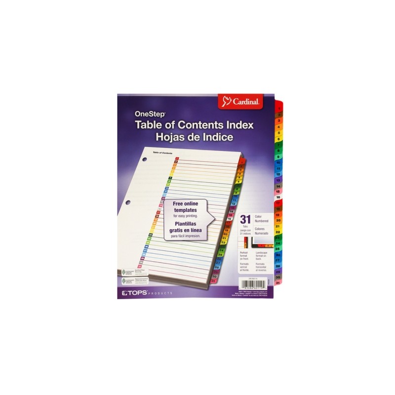 SEPARADOR 1 A 31 ONESTEP E60118 CON PESTAÑAS DE COLORES PREIMPRESO