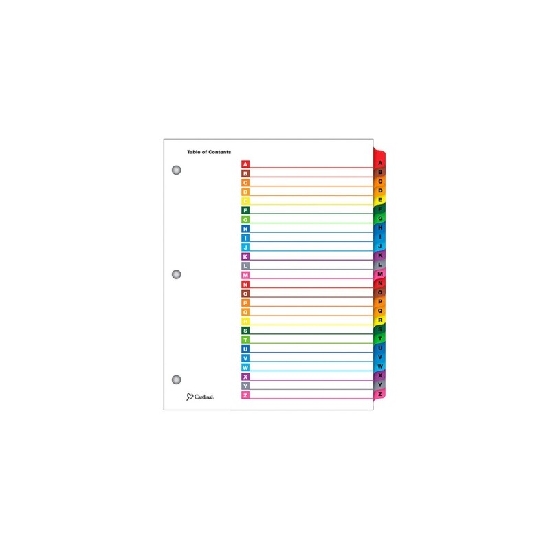 SEPARADOR ALFABETICO A-Z ONESTEP E60218 CON PESTAÑAS DE COLORES PREIMPRESO