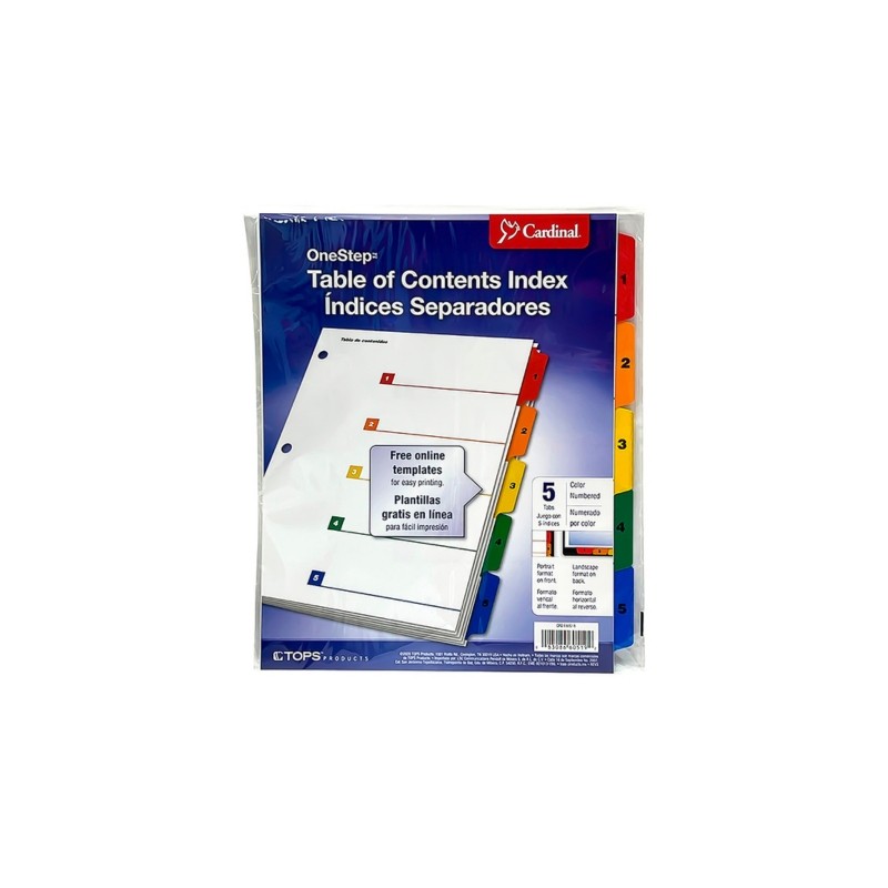 SEPARADOR 1 A 5 ONESTEP E60518 CON PESTAÑAS DE COLORES PREIMPRESO