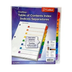 SEPARADOR 1 A 8 ONESTEP E60818 CON PESTAÑAS DE COLORES PREIMPRESO