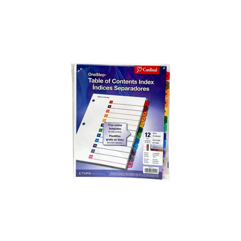 SEPARADOR 1 A 12 ONESTEP E61218 CON PESTAÑAS DE COLORES PREIMPRESO