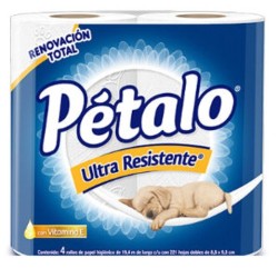 PAPEL HIGIENICO PETALO PAQUETE CON 4 ROLLOS