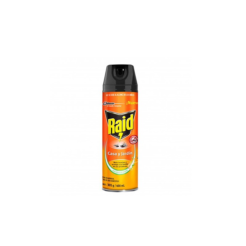 INSECTICIDA EN AEROSOL RAID CASA Y JARDIN 305 GRS.