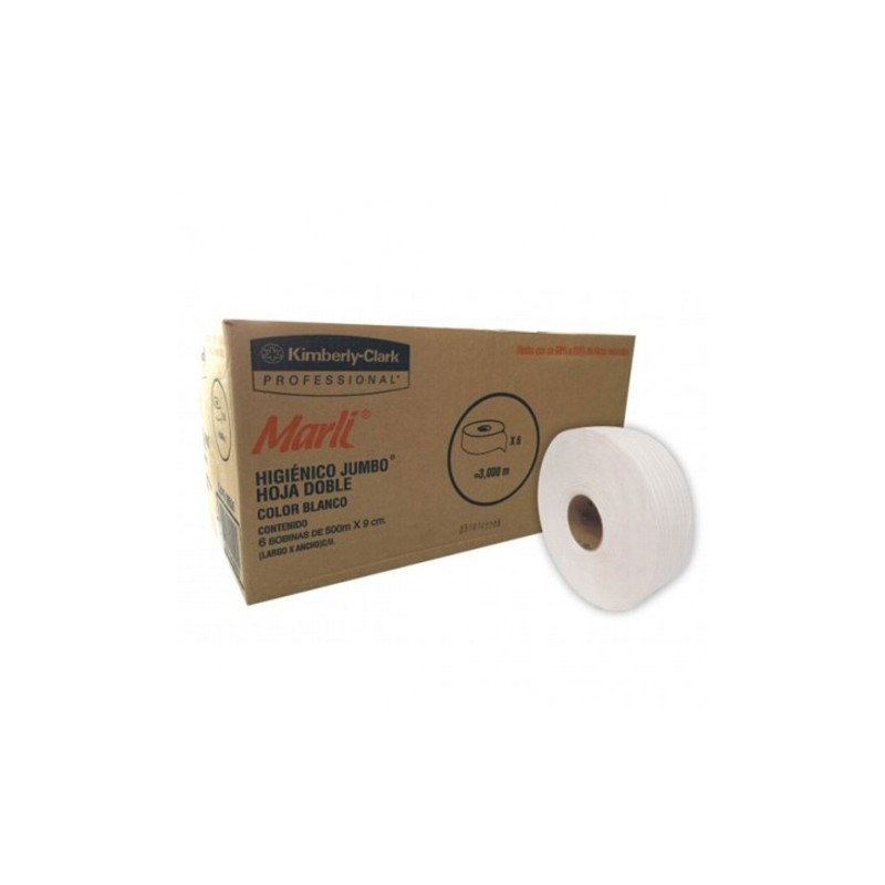 PAPEL HIGIENICO JUMBO MARLI CAJA CON 6 ROLLOS DE 400 MTS.