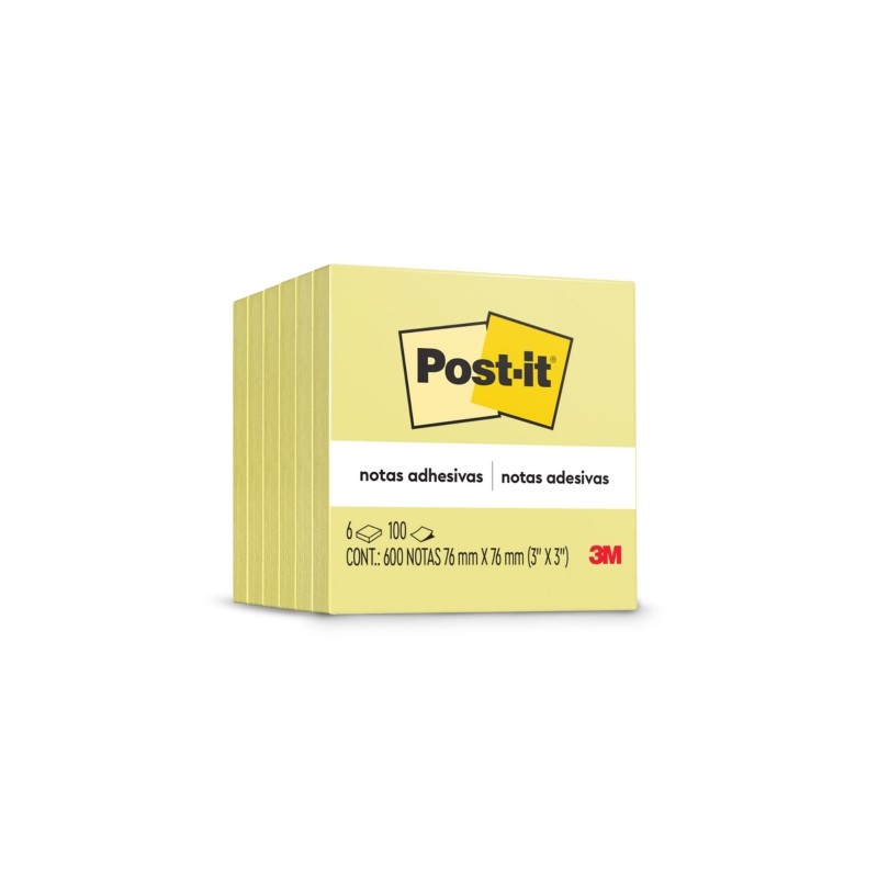 NOTAS ADHERIBLES POST-IT 5442 3X3 PULGADAS AMARILLO PAQUETE CON 6