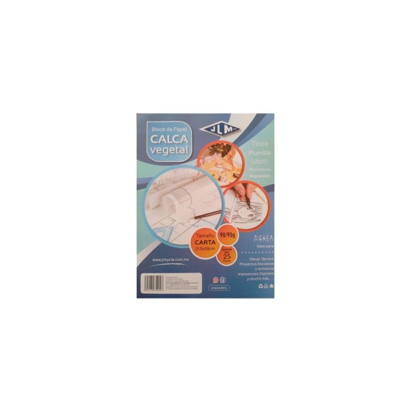 BLOCK PAPEL VEGETAL GUARRO 90/95 GRS CARTA CON 25 HOJAS