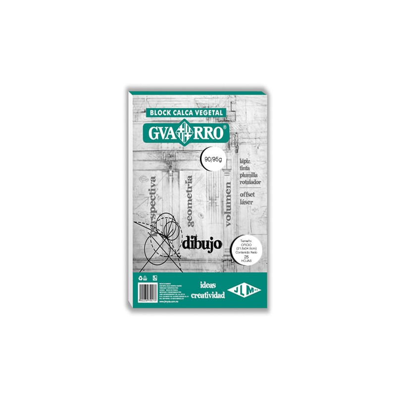 BLOCK PAPEL VEGETAL GUARRO 90/95 GRS OFICIO CON 25 HOJAS