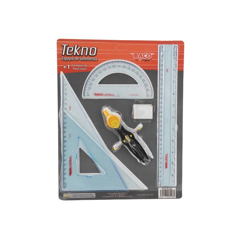 ESTUCHE DE  GEOMETRIA BACO TEKNO CON COMPAS DE PRECISION 600 GRANDE