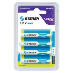 BATERIA RECARGABLE STEREN BAT-NM-AA MODELO AA 1300 MAH PAQUETE CON 4