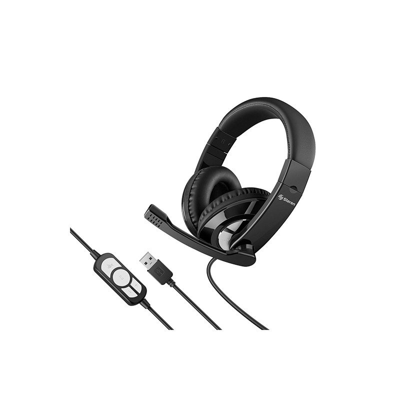 AUDIFONO DIADEMA MULTIMEDIA STEREN AUD 536NE COLOR NEGRO CONEXION USB