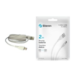 CABLE CONEXION STEREN W-USB-396 USB-A A USB-C  2 METROS PARA TRANSFERENCIA DE DATOS