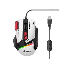 MOUSE ALAMBRICO STEREN COM-5432BL USB GAMER 800-7200 DPI BLANCO