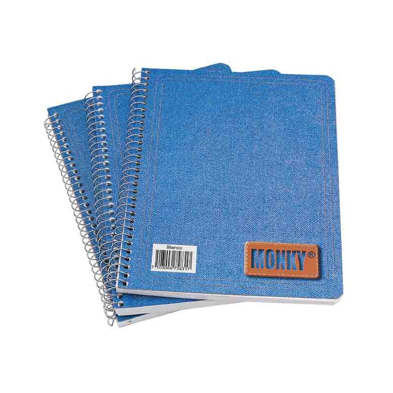 CUADERNO CON ESPIRAL FORMA FRANCESA MONKY 013 100 HOJAS BLANCO